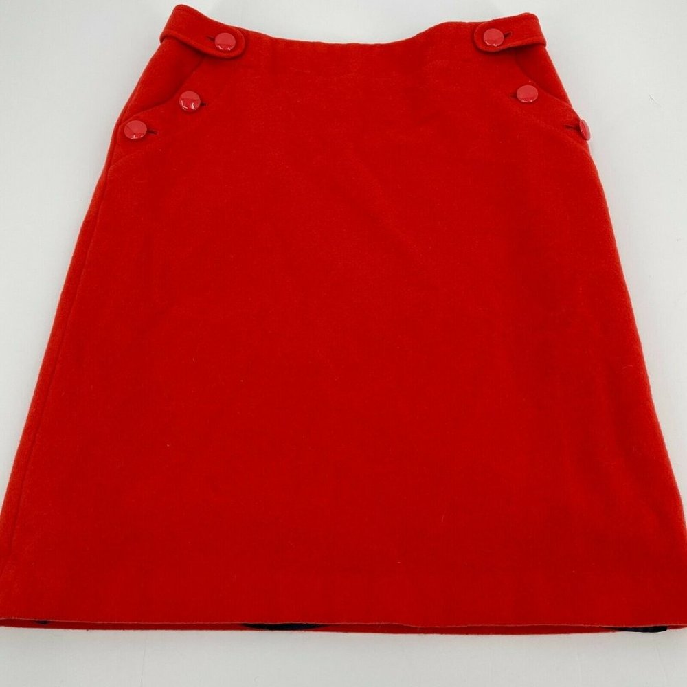 J. Crew Red Button-Detail Skirt